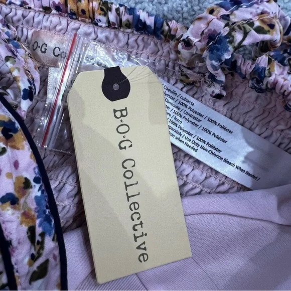 B.O.G. Collective Women’s Sz XS Pink w/Blue and Yellow Floral Print Crop Top NWT - Picture 7 of 8